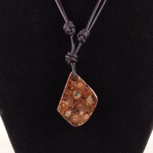 Orbicular Rhyolite Pendant Adjustable Leather Necklace Handmade by Chris Hay
