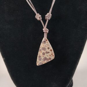 Orbicular Rhyolite Pendant Adjustable Leather Necklace Handmade by Chris Hay