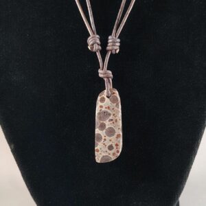 Orbicular Rhyolite Pendant Adjustable Leather Necklace Handmade by Chris Hay