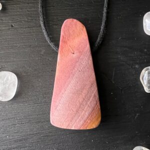 Pink-orange Wonderstone Pendant 1.5 Inches Rounded Triangle Shaped Pink Rhyolite Side Drilled