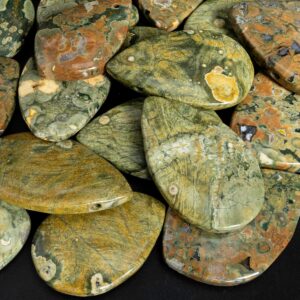 Rare Natural Rainforest Rhyolite Pendant- Brown Rhyolite Teardrop/leaf/triangular/trapezoidal Shape Rhyolite Top Drilled Cabochon Pendant