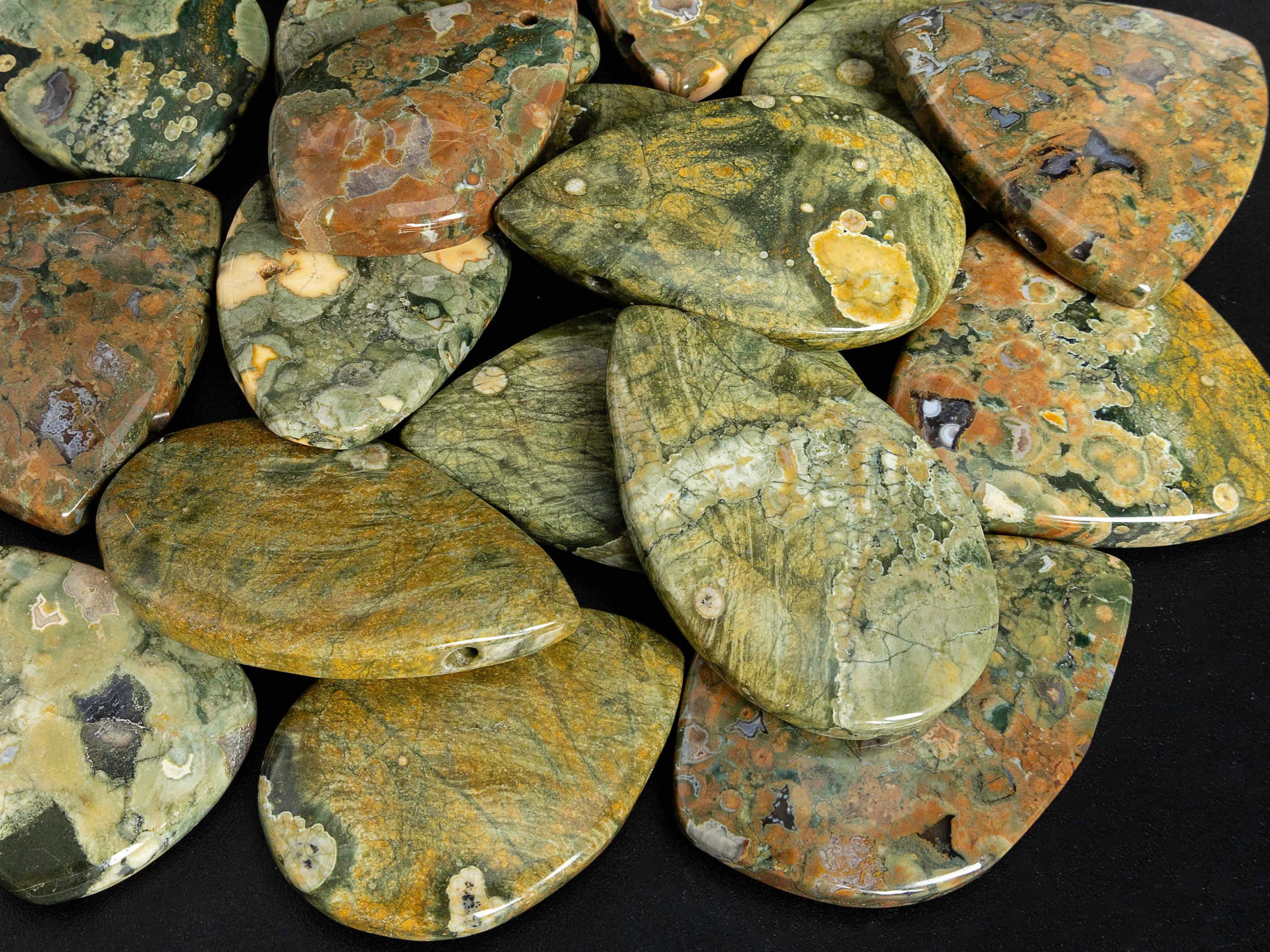 Rare Natural Rainforest Rhyolite Pendant- Brown Rhyolite Teardrop/leaf/triangular/trapezoidal Shape Rhyolite Top Drilled Cabochon Pendant Rare Natural Rainforest Rhyolite Pendant- Brown Rhyolite Teardrop/leaf/triangular/trapezoidal Shape Rhyolite Top Drilled Cabochon Pendant