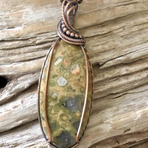 Rainforest Rhyolite And Copper Pendant Necklace,
