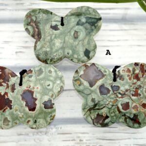 Rainforest Rhyolite Butterfly Pendant, Unique Gemstone Jewelry