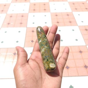 Rhyolite Stone Handmade Wand, Polished Gemstone, Healing Crystal, 4.2'' - 109 Gram