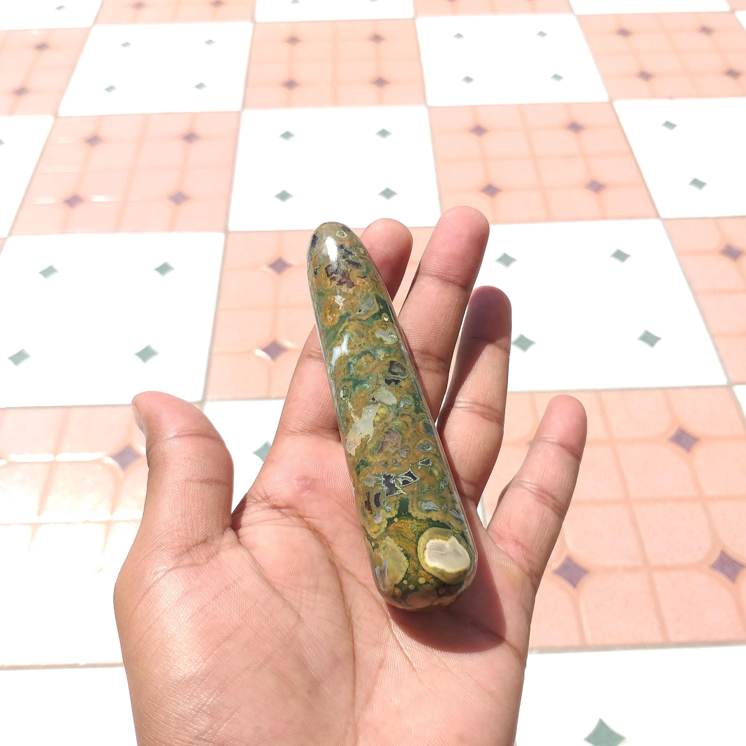 Rhyolite Stone Handmade Wand, Polished Gemstone, Healing Crystal, 4.2'' - 109 Gram