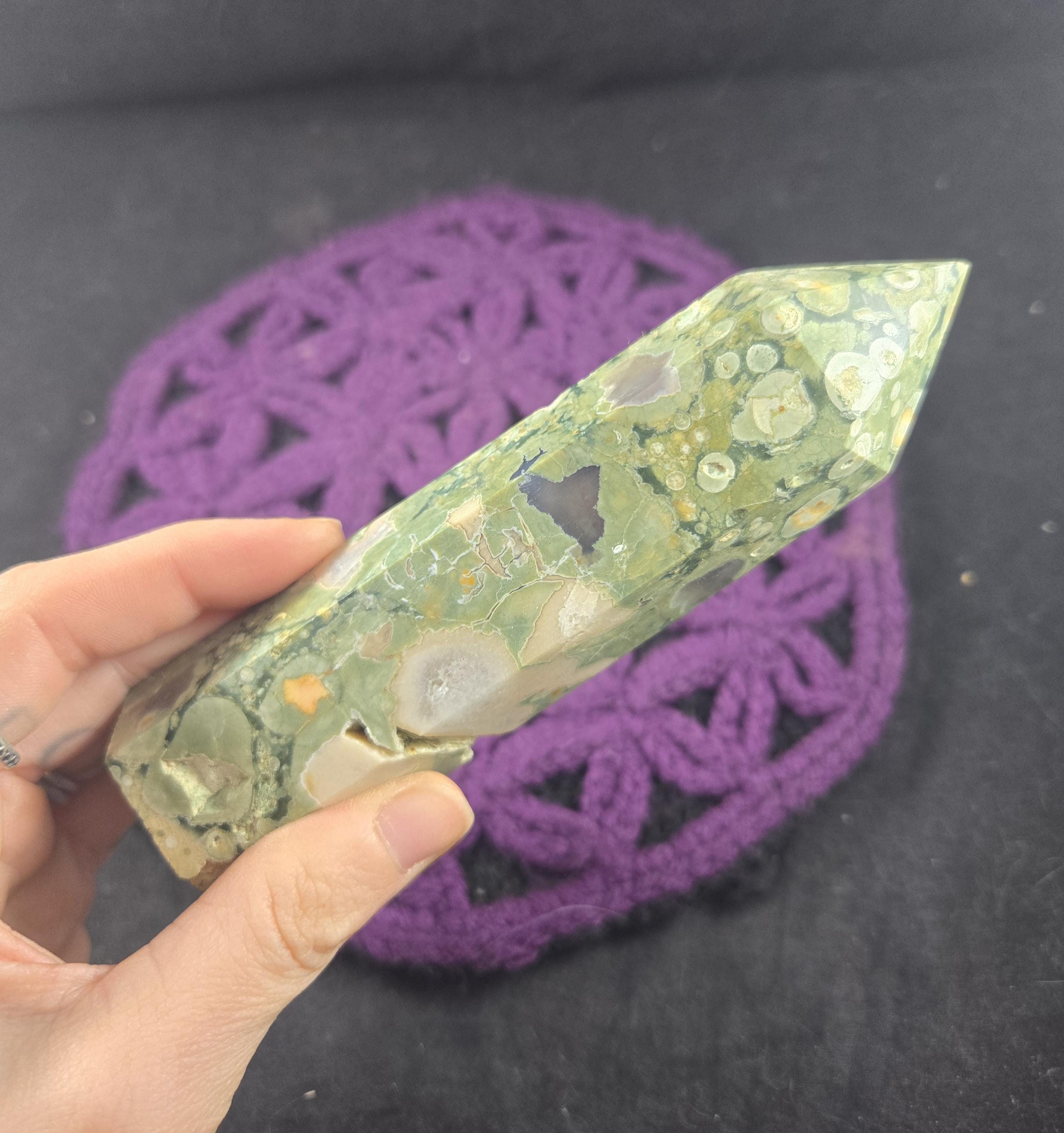 Rainforest Jasper Rhyolite Jasper Polished Point Healing Stones Generator Tower Crystal Self Standing Crystal Green Large Rainforest Jasper Rhyolite Jasper Polished Point Healing Stones Generator Tower Crystal Self Standing Crystal Green Large