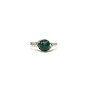 Rainforest Jasper .999 Fine Silver Wire Wrapped Stone Ring