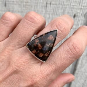 Rare Large Triangle Brown Pink Blue Rhyolite Sterling Silver Statement Ring | Geometric Statement Ring | One Of A Kind Brown Stone Ring