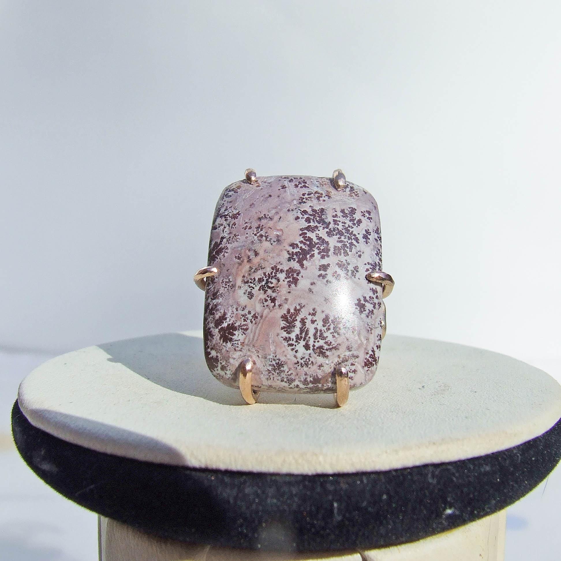 Rhyolite Ring, Bronze Size 9, Sonora Dendritic In Purple, Maroon And Gold