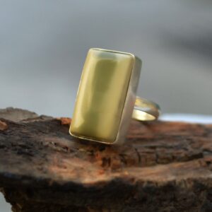 Rhyolite Rainforest Jasper Ring: Sterling Silver, Gold Fill Statement Ring Rhyolite Rainforest Jasper Ring: Sterling Silver, Gold Fill Statement Ring