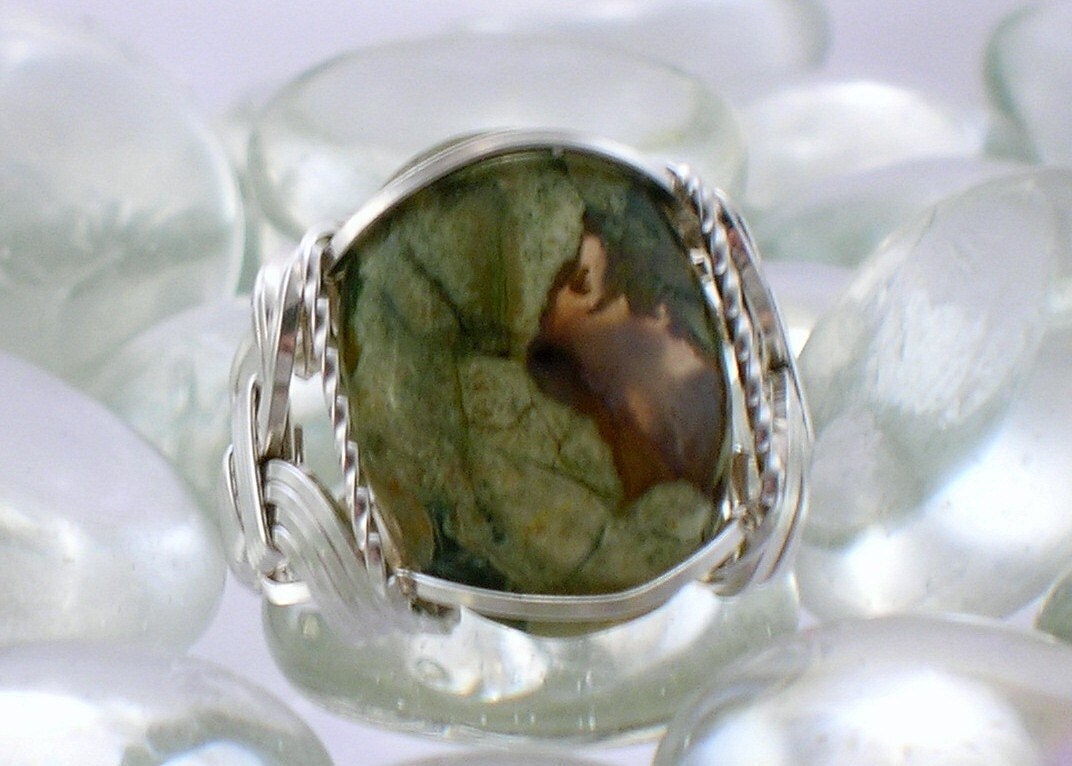 Rhyolite Sterling Silver Wire Wrapped Ring Rhyolite Sterling Silver Wire Wrapped Ring