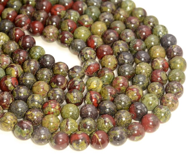 8mm Rainforest Jasper Gemstone Grade Aa Green Red Round Loose Beads 7.5 Inch Half Strand (90146641 H-157)