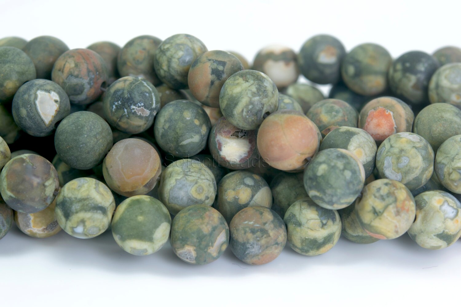 Frosty Green Rhyolite Jasper Beads - Natural Matte Round Gemstone Beads - Green Jewelry Making Beads - 4mm To 12mm Matte Beads -15 Inch