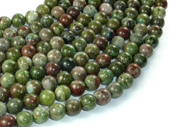 Green Rainforest Jasper Beads, Cuprite, 8mm(8.5mm) Round Beads, 15.5 Inch, Full Strand, Approx. 47 Beads, Hole 1mm, A Quality (262054002)