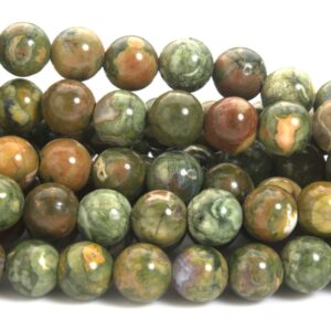Green Rainforest Rhyolite Jasper Beads - Rainforest Gemstone Round Beads - 4-10mm Round Beads - Smooth Round Beads - Jewelry Making Beads