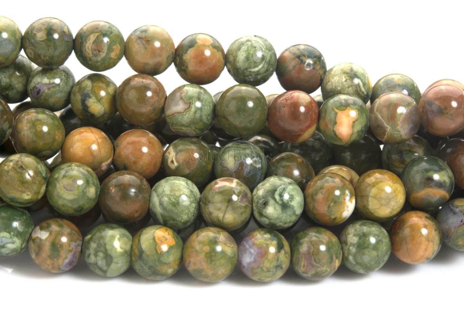 Green Rainforest Rhyolite Jasper Beads - Rainforest Gemstone Round Beads - 4-10mm Round Beads - Smooth Round Beads - Jewelry Making Beads