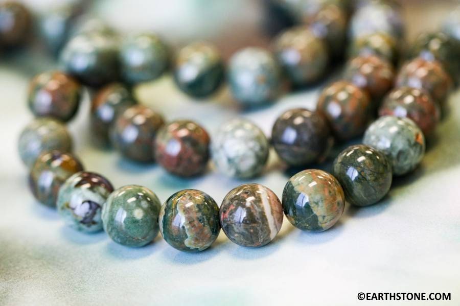 Rhyolite 12mm Round Beads 16" Strand
