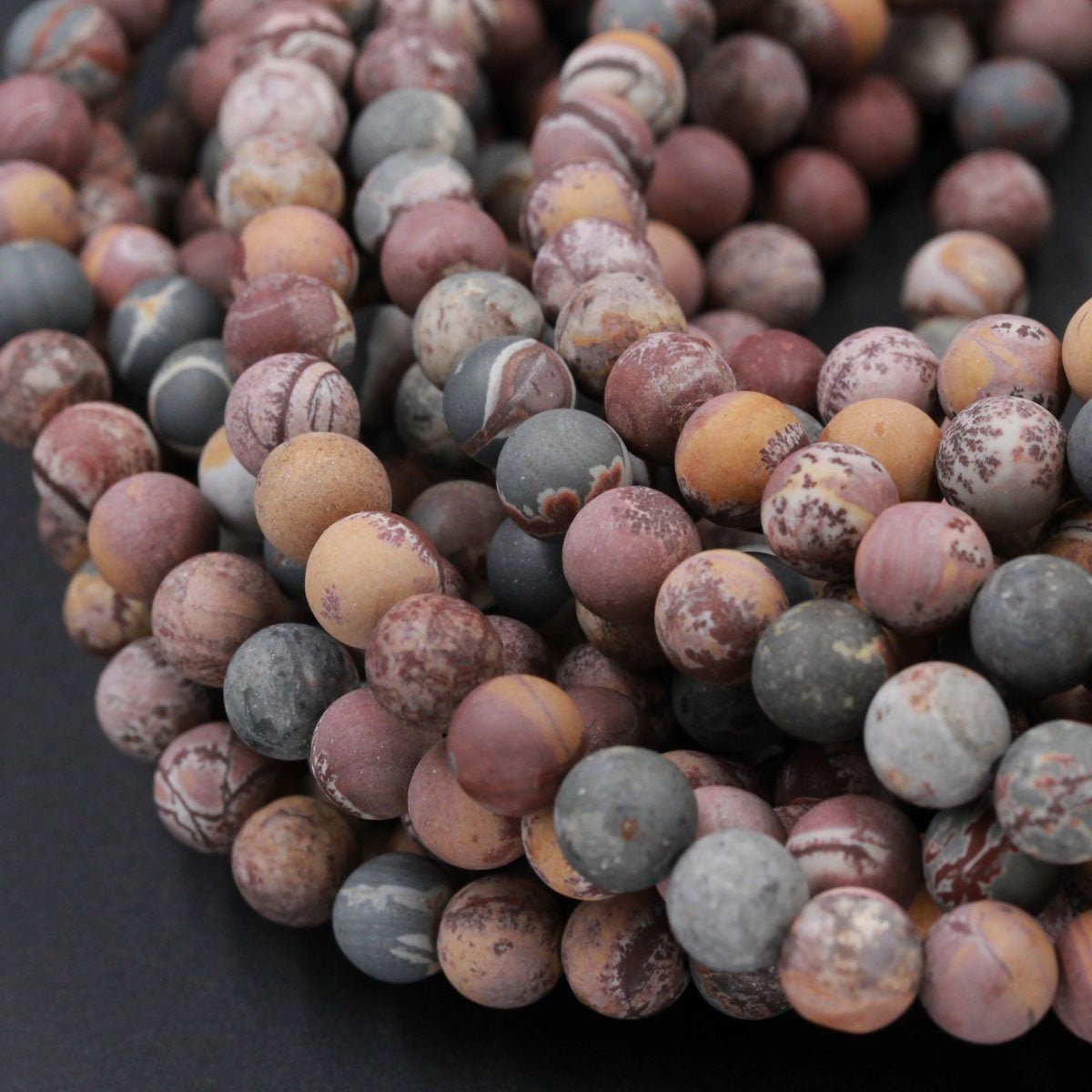 Matte Sonora Dendritic Rhyolite 6mm Round Beads 8mm Round Beads Matte High Quality Rare Jasper 15.5" Strand