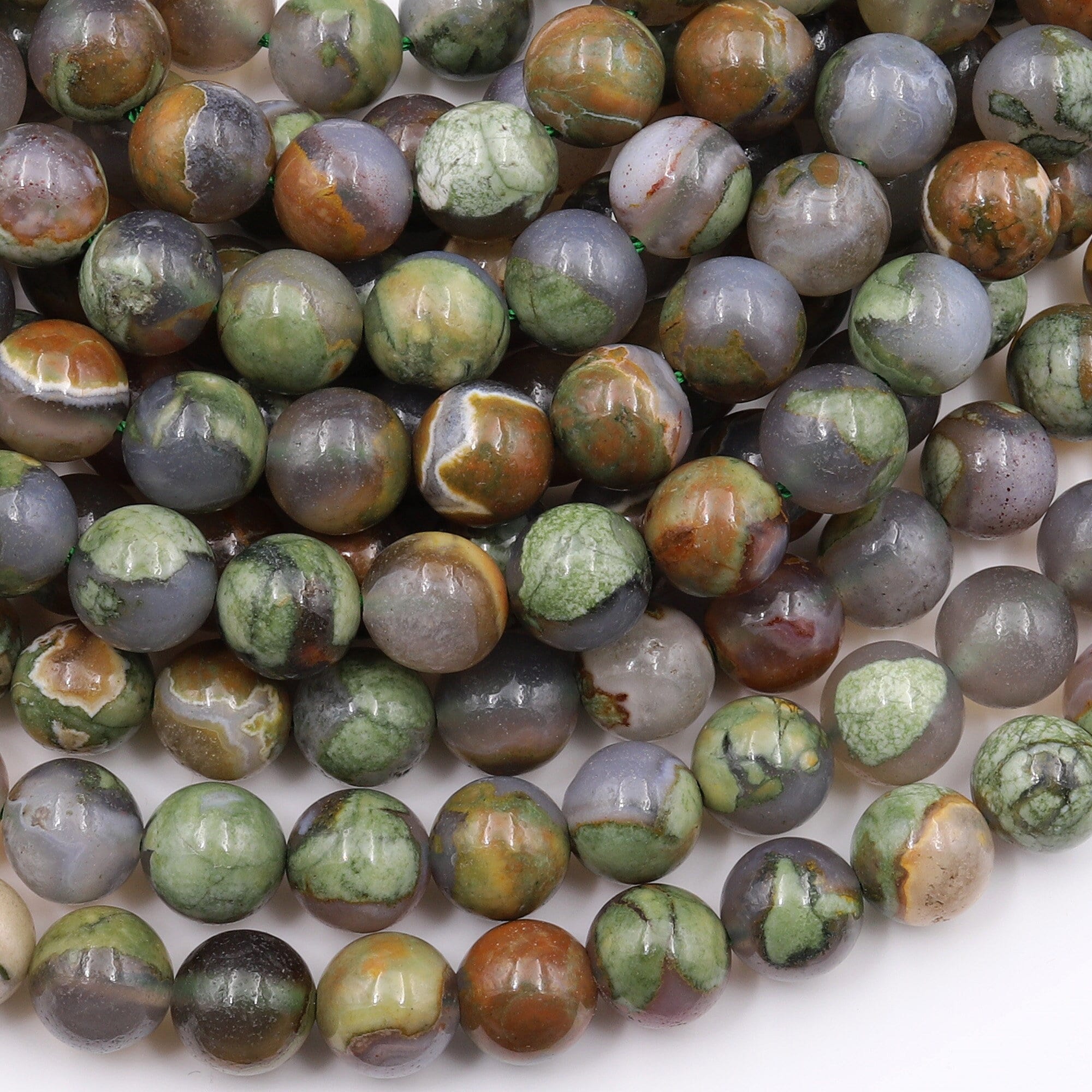 Natural Rainforest Rhyolite Jasper 6mm 8mm 9mm 10mm Round Beads 15.5" Strand