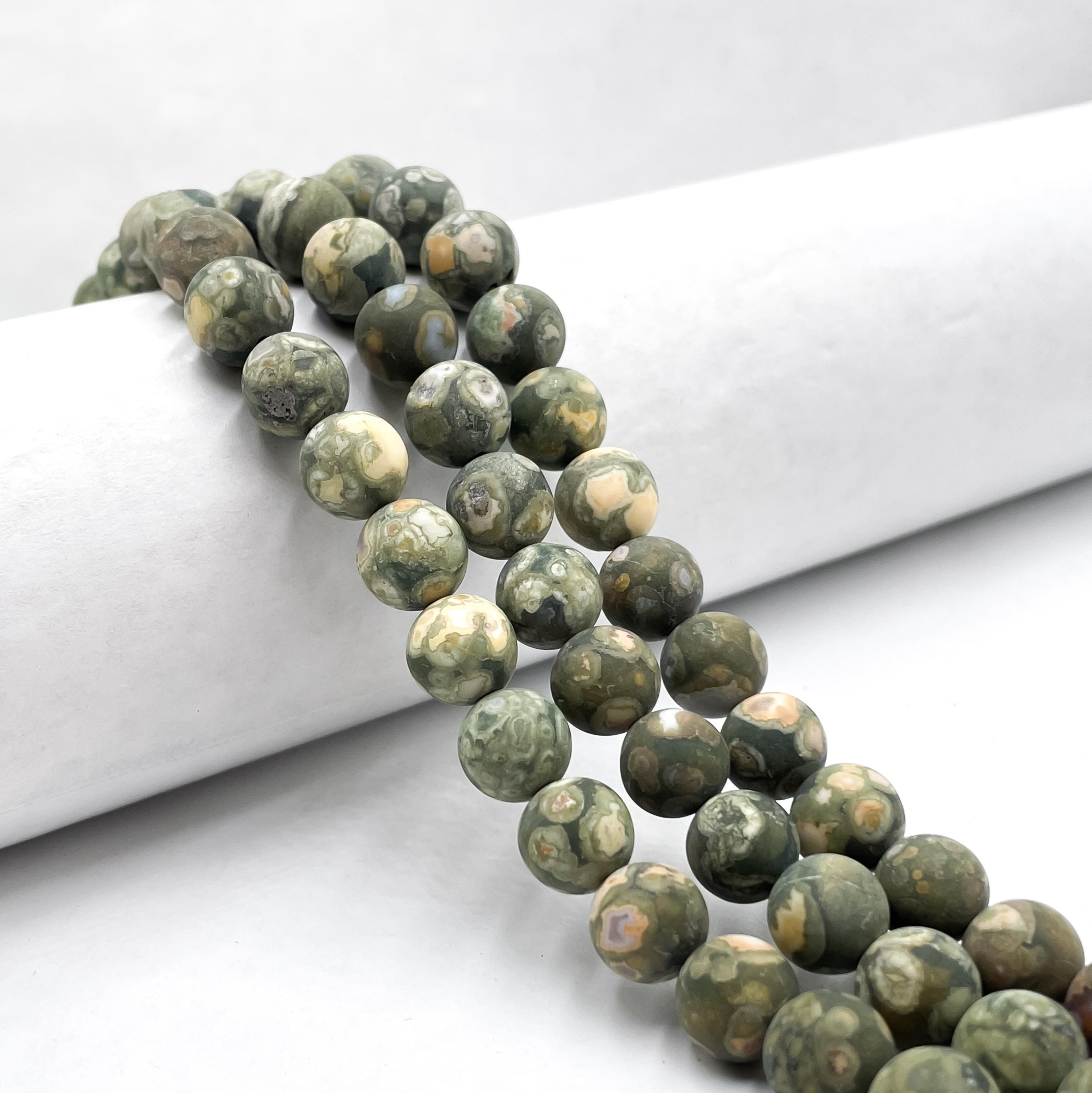 Rainforest Jasper Rhyolite Matte Round Beads 4mm 6mm 8mm 10mm 12mm 15.5" Strand