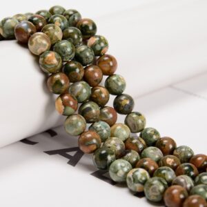 Rainforest Jasper Rhyolite Smooth Round Beads 4mm 6mm 8mm 10mm 12mm 15.5” Strand Rainforest Jasper Rhyolite Smooth Round Beads 4mm 6mm 8mm 10mm 12mm 15.5” Strand
