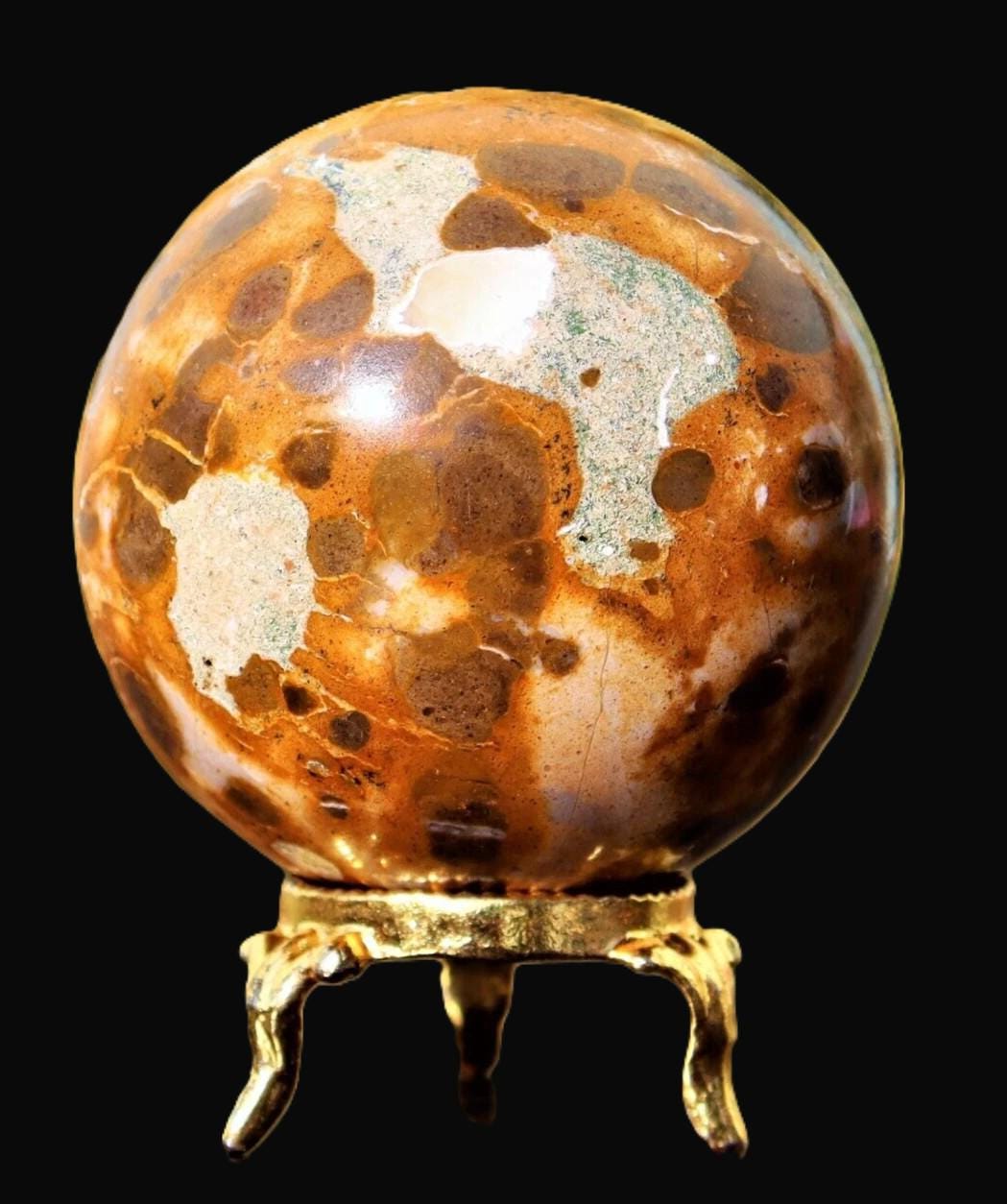 60mm Leopard Skin Jasper Sphere: Rhyolite Crystal Healing Stone