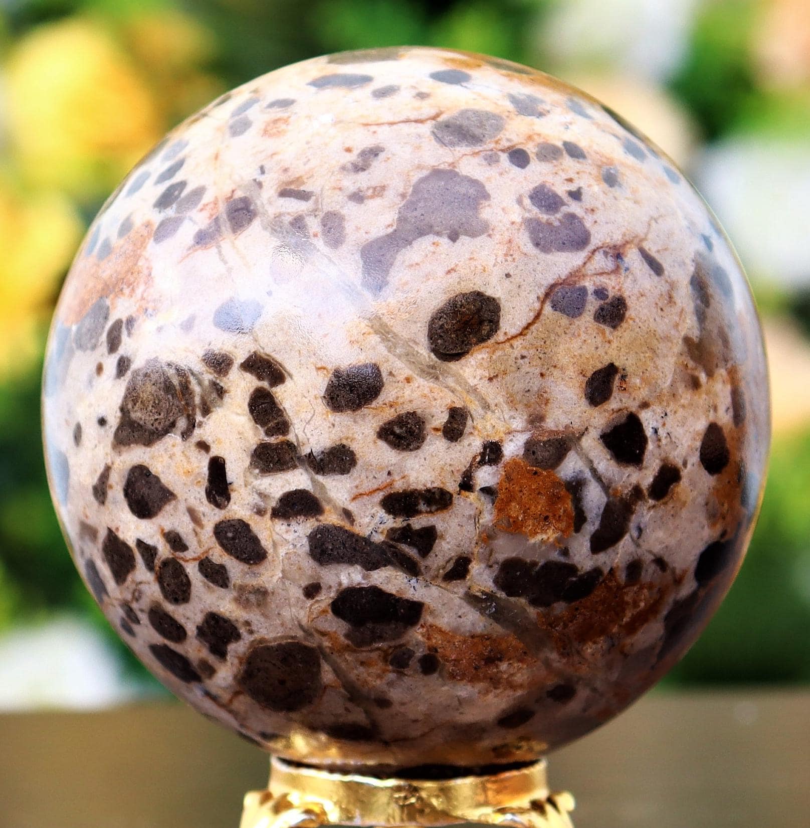80mm Leopard Skin Jasper Sphere: Rhyolite Crystal Ball