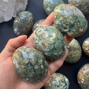 Rainforest Jasper Palm Stone, Polished Rhyolite Pocket Stone