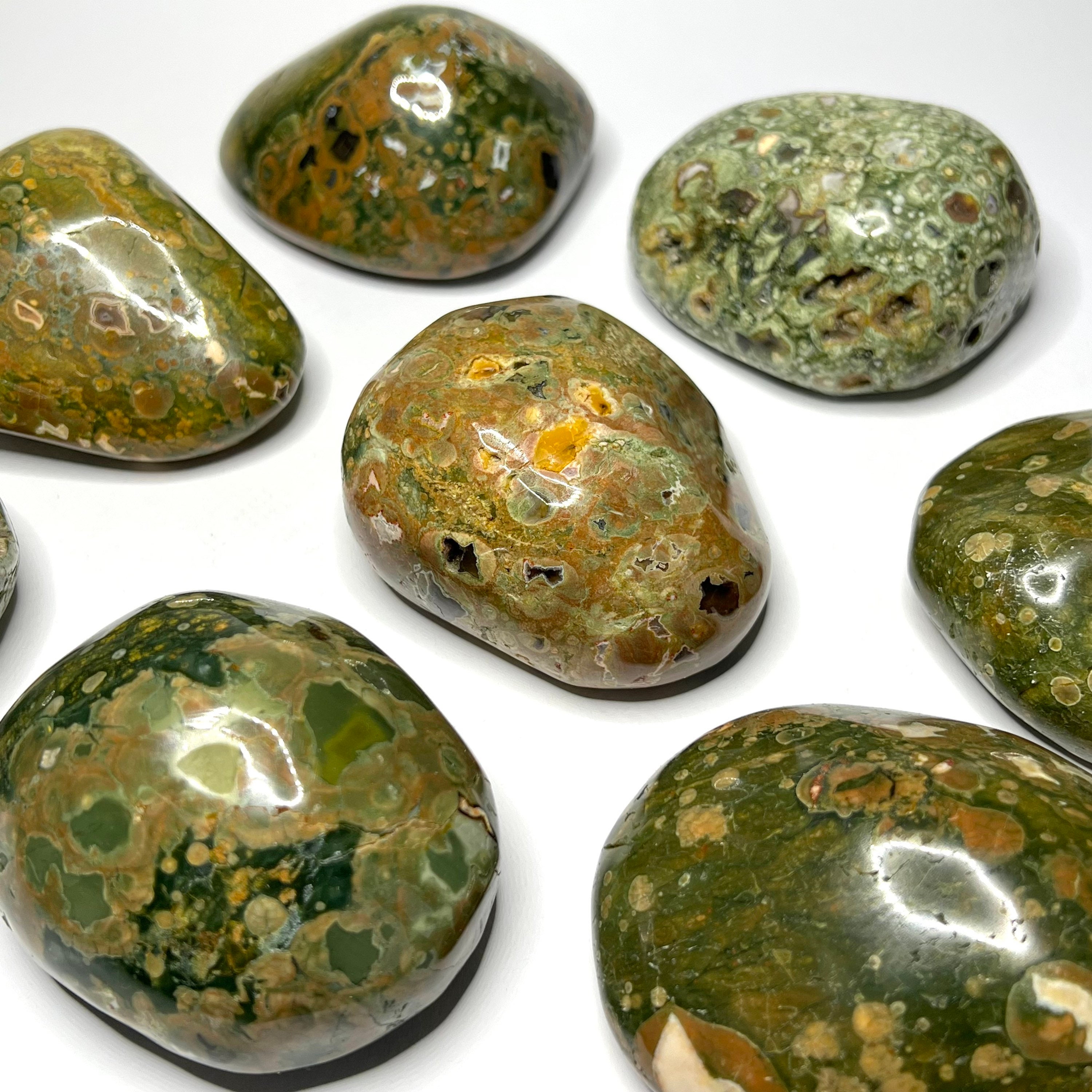 Polished Rhyolite Crystal Palm Stone, Jumbo Meditation Stone