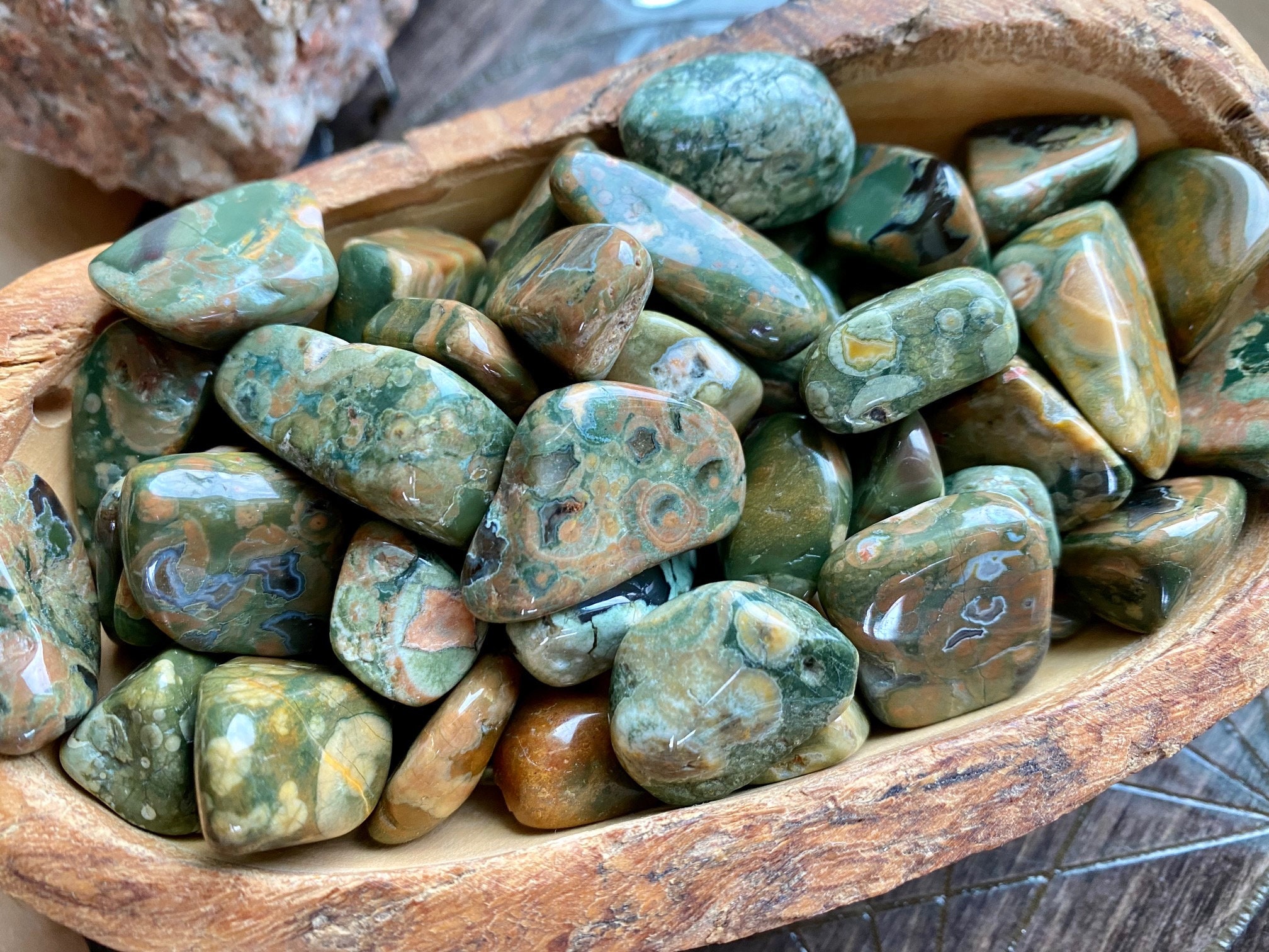 Rain Forest Jasper Rhyolite Tumbled Stone | Worry Gemstone Natural Crystal