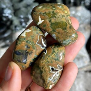 Tumbled Rhyolite Stone: Rainforest Jasper, Large Tumble