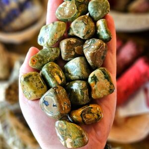 Rainforest Rhyolite Tumbled Stone, One,  Pocket Stone, Crystal Healing, Rock Hound, Wire Wrapping, Grids, Feng Shui