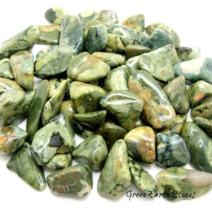 Rainforest Rhyolite Tumbled Stones, Two, Small, Pocket Stone, Crystal Healing, Rock Hound, Wire Wrapping, Grids, Feng Shui
