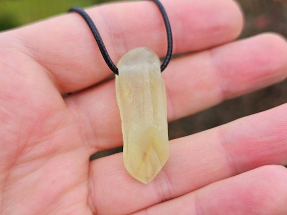 Rare Green Clear Calcite Crystal Pendant From China