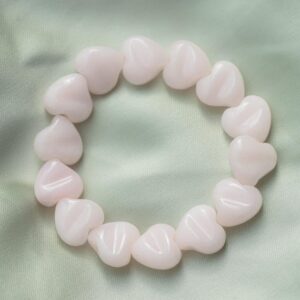 RARE! Heart Shaped Pink Mango Calcite bracelet | Soft Pink Calcite Bracelet, [EBPM1018] carved heart beads, Yoga Gemstone Bracelet *bss *G