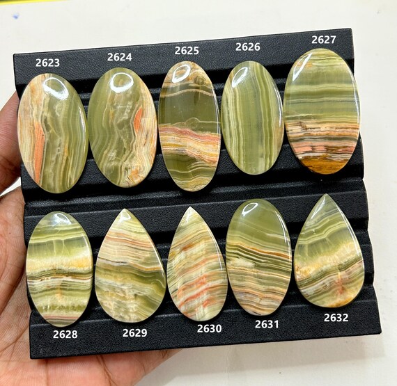 Rare Natural Green Argentina Lemurian Aquatine Green Calcite Cabochon