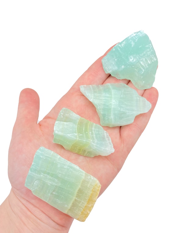 Raw Aqua Calcite Stone - Rough Aqua Calcite Crystal - Aqua Calcite Chunk - Green Blue Calcite - Pistachio Calcite - Aqua Calcite Raw