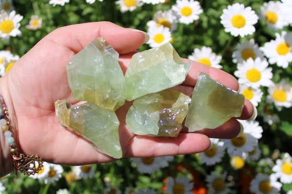 Raw Green Calcite Chunk: Natural Crystal Cluster (1.5-2 Inch)