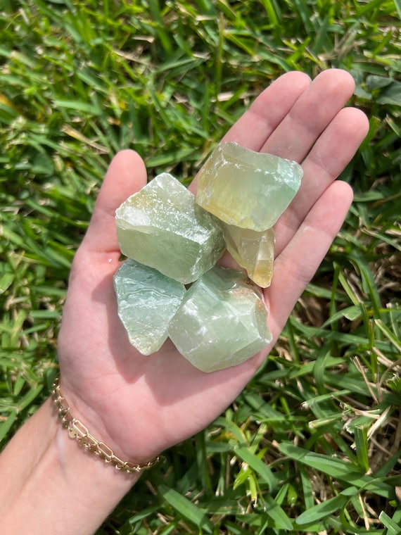 Raw Green Calcite Chunks: Natural Crystal Healing Stone
