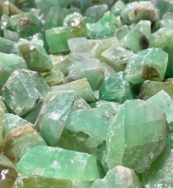 Raw Green Calcite Chunks: Translucent Crystal For Home Decor