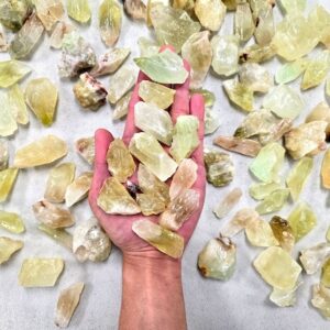 Raw Green Calcite Crystal Rough Chunks for Healing Crafting Tumbling