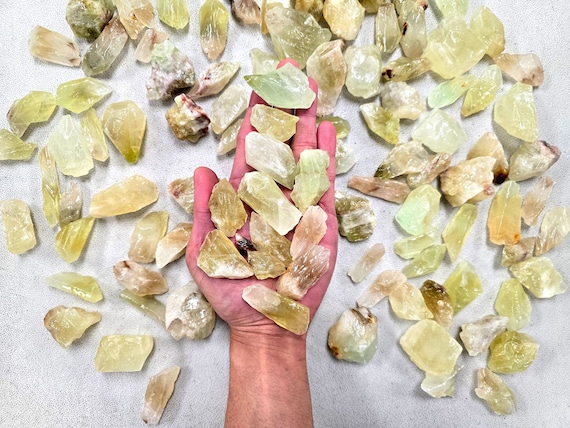 Raw Green Calcite Crystal Rough Chunks For Healing Crafting Tumbling
