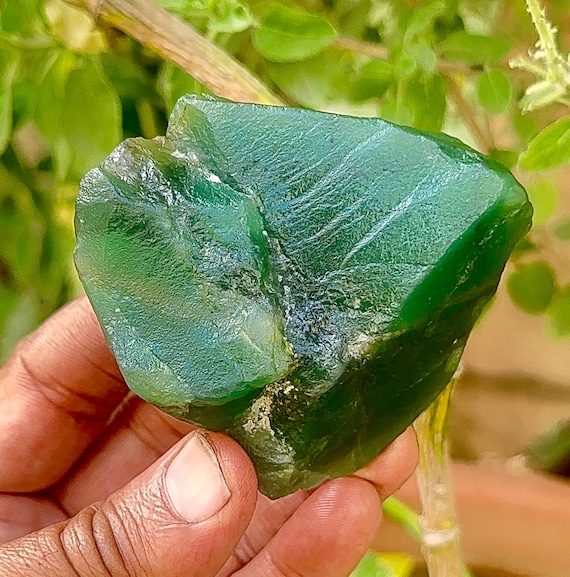 Raw Green Jade, Natural Jade Healing Crystal Gemstone 188 Gm