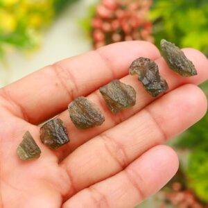 Raw Moldavite Crystal Chips: Authentic Green Tektite