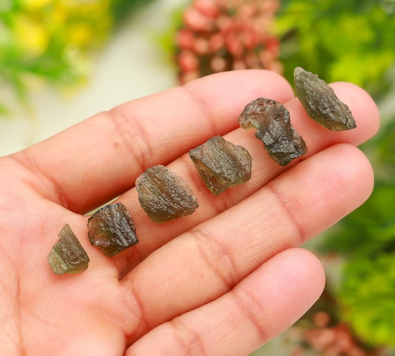 Raw Moldavite Crystal Chips: Authentic Green Tektite Raw Moldavite Crystal Chips: Authentic Green Tektite