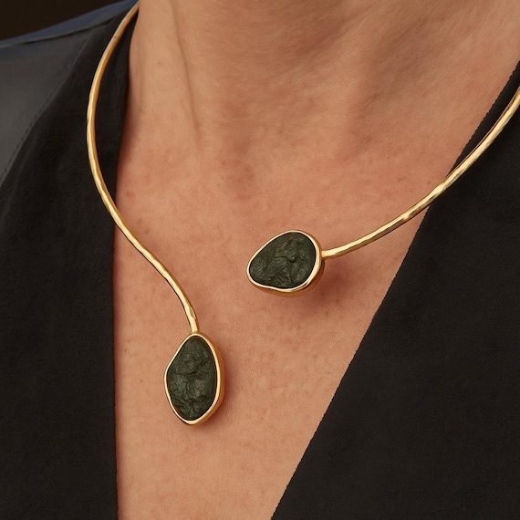 Raw Moldavite Necklace | Certified Crystal Necklace | Minimal Boho Jewelry | Healing Stone Gift For Her