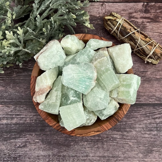 Raw Pistachio Green Calcite Stones | Rough Pistachio Green Calcite Crystals, Gemsstones | Shop Metaphysical Crystals For Heart Chakra