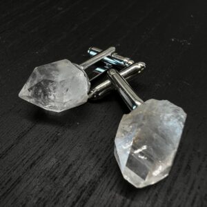 Raw Quartz Crystal Cufflinks: Ethically Sourced Groomsman Gift