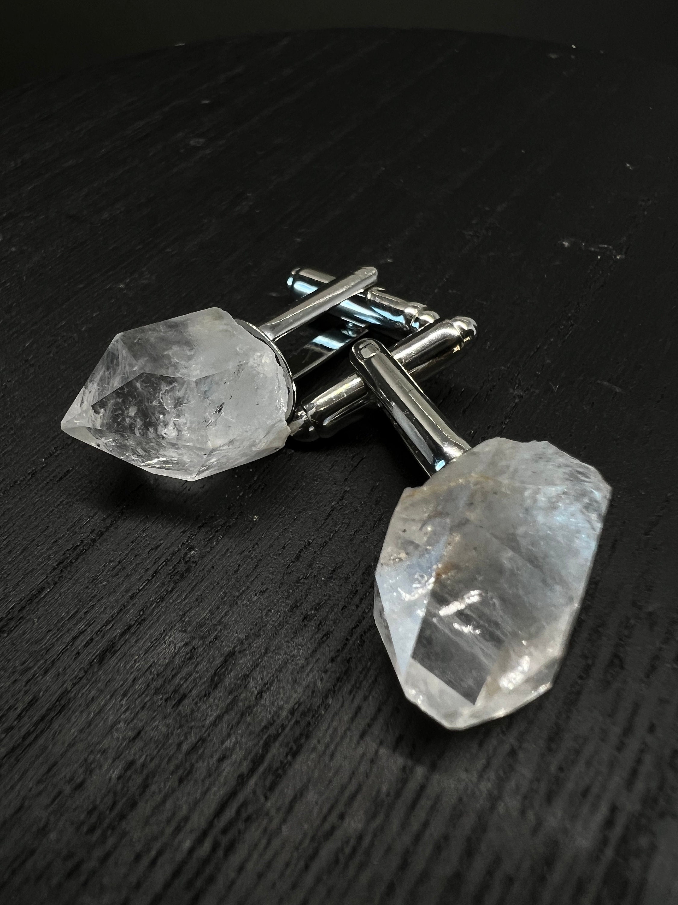 Raw Quartz Crystal Cufflinks: Ethically Sourced Groomsman Gift Raw Quartz Crystal Cufflinks: Ethically Sourced Groomsman Gift